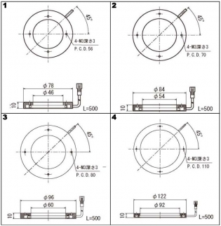水平対向リング照明